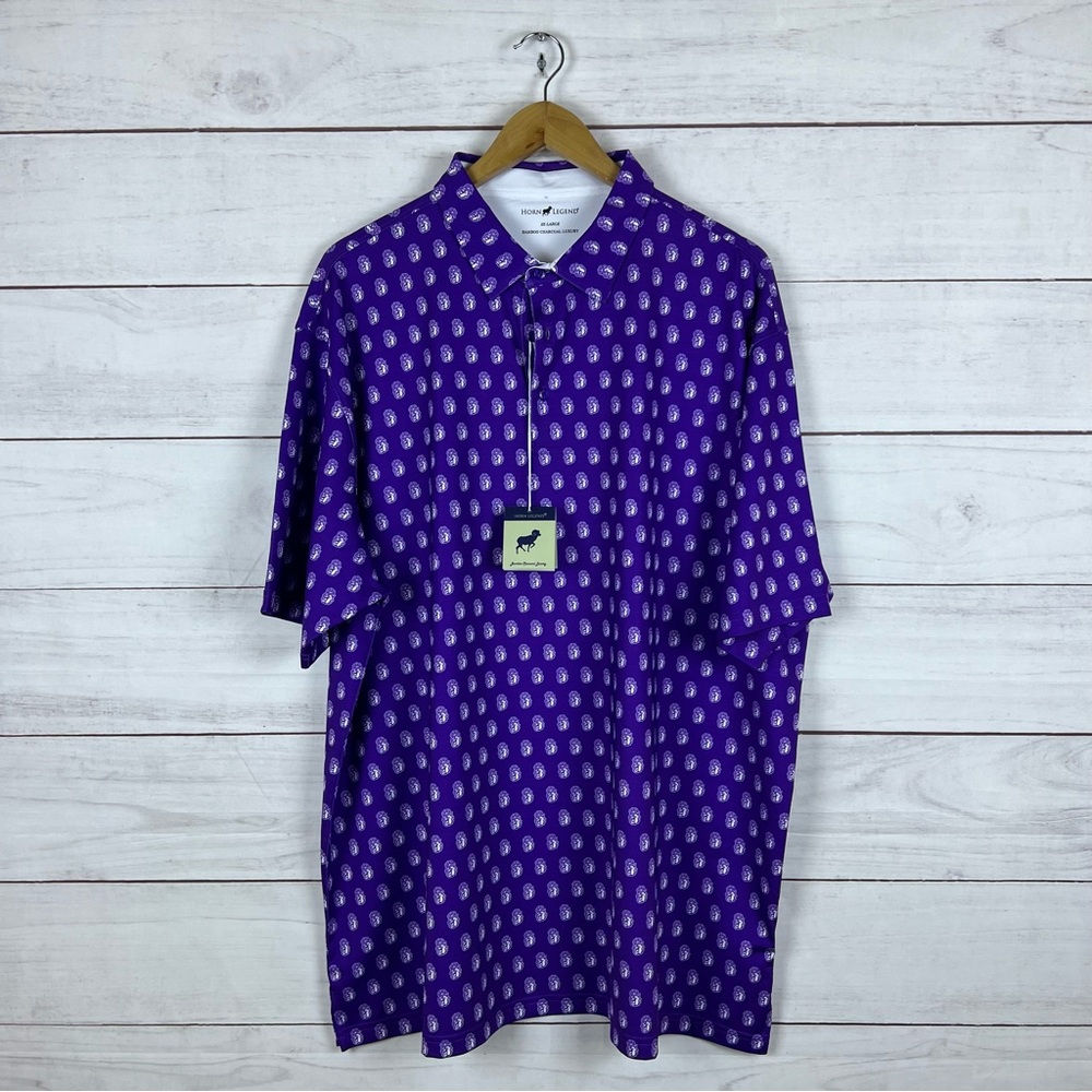 NWT Horn Legend James Madison University Print Golf Polo Shirt 2XL